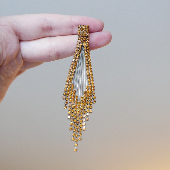 Orange Rhinestones Earring - Picture 6 of 7